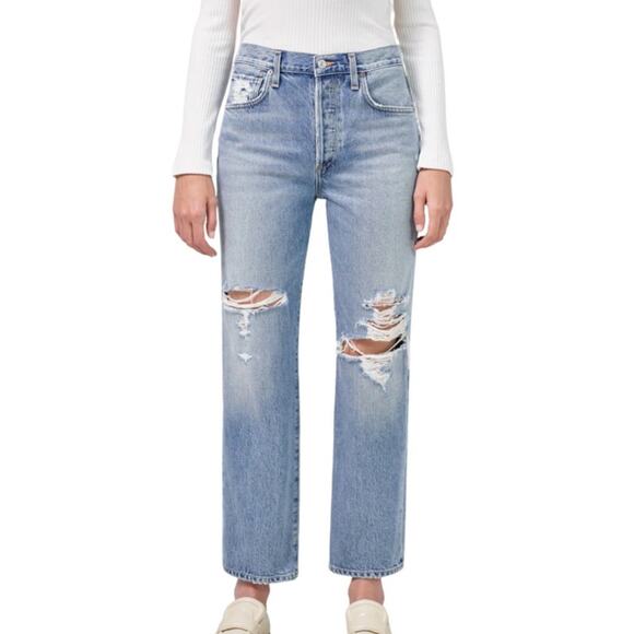 Citizens of Humanity Emery Crop Distressed Relaxed Straight In Heatwave Wash 28 - Picture 2 of 16